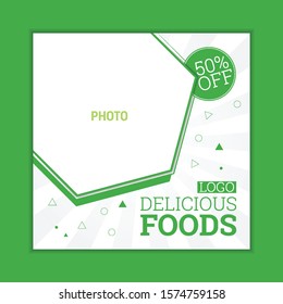 Web And Social Media Ad Post Square Template For Foods, Fast Food, Burger, Pizza, Restaurant Business  