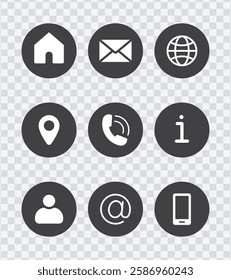 Web and Social Media Communication Icon Set – Contact Us Symbols
