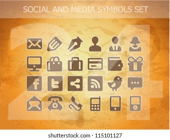 web social and media pictograms set isolated