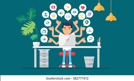 Web Social Network Concepto para blogs y redes sociales, compras en línea y correo electrónico, archivos de video, imágenes y fotos. Elementos para contar opiniones, me gusta y republicaciones. Vector