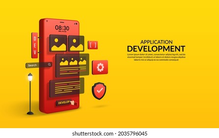 Web, Software and Application development concept, coding and programming, Responsive layout UX UI design