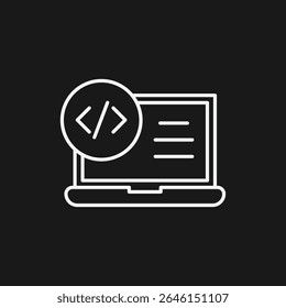 Ícone de desenvolvimento de software e Web para programação personalizada, engenharia de aplicativos e serviços de codificação front-end e back-end