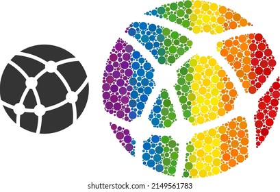 Web sphere mosaic icon of circle spots in different sizes and rainbow colorful color tones. A dotted LGBT-colored web sphere for lesbians, gays, bisexuals, and transgenders.