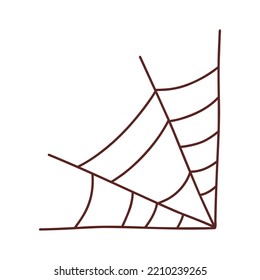 Web spider cobweb. Halloween element. Trick or treat concept. Vector illustration in hand drawn style