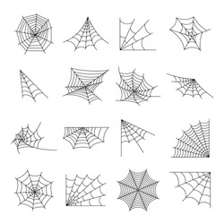Web Spin Spinnenweb Pictogrammen Set. Overzicht Illustratie Van 16 Web Spider Spinnenweb Vector Iconen Voor Web
