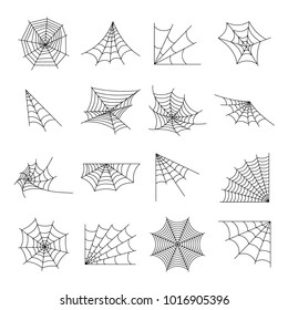 Web Spider Cobweb Icons Set. Outline Illustration Of 16 Web Spider Cobweb Vector Icons For Web