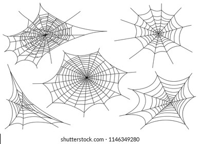 Web spider cobweb icons set. Outline illustration of web spider cobweb vector icons for web