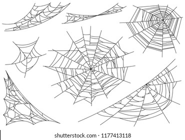 Web spider cobweb icons set. Outline illustration of web spider cobweb vector icons for web.