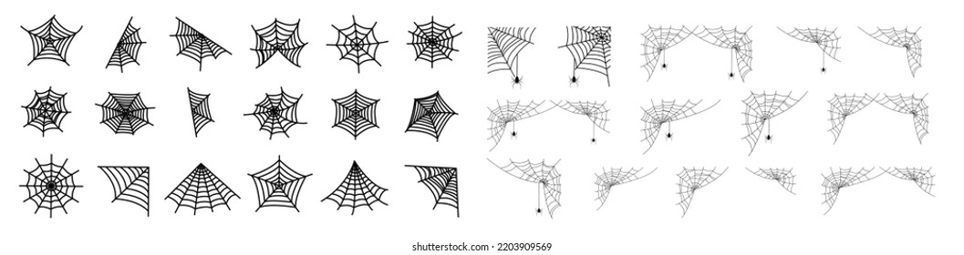 Web spider cobweb icons set. Spider icon set.