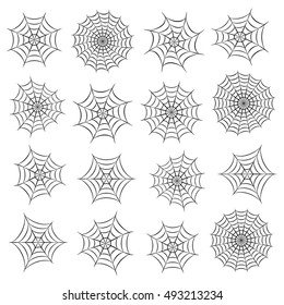 Web spider cobweb icons set.
Vector outline illustration of cobweb. 