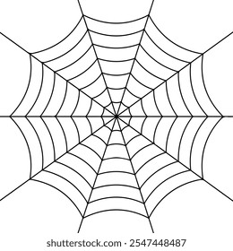 Web of spider cobweb spiderweb. Simple flat vector illustration isolated on transparent or white background.