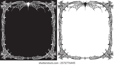 web spider frame, dark frame horror frame theme vintage frame grunge style