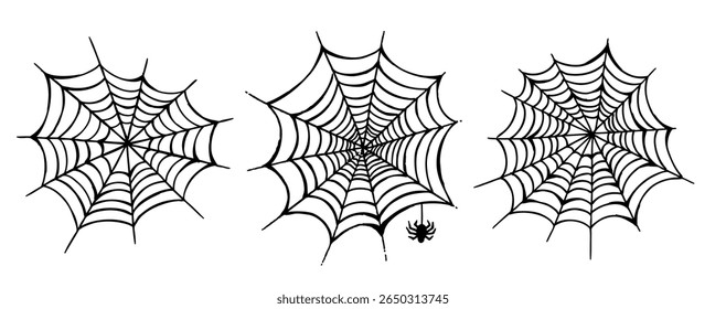 Web y la araña dibujado a mano ilustración	