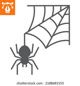 Web with spider solid icon, glyph style icon for web site or mobile app, halloween and insect, spiderweb vector icon, simple vector illustration, vector graphics with editable strokes.