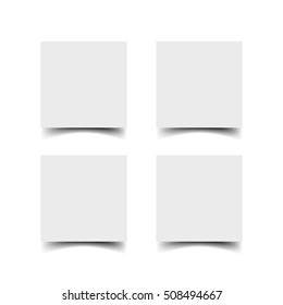 Web square banners with shadow set isolated on white background. White paper cards template. Realistic vector mock up