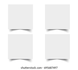 Web square banners with shadow set.  White paper cards 