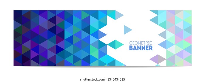 Web standart size banner with bright triangles pattern.