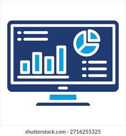 Web Statistics Flat Blue Icon Collection