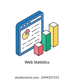 Web Statistics Isometric style icon. Symbol on White background EPS 10 File