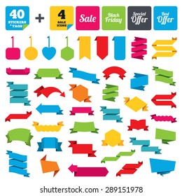 Web stickers, banners and labels. Sale icons. Best special offer symbols. Black friday sign. Price tags set. Vector