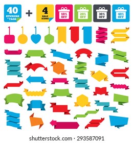 Web stickers, banners and labels. Sale gift box tag icons. Discount special offer symbols. 10%, 20%, 30% and 40% percent off signs. Price tags set. Vector