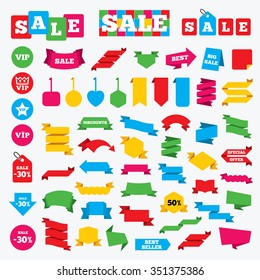 Web stickers, banners and labels. VIP icons. Very important person symbols. King crown and star signs. Price tags set.