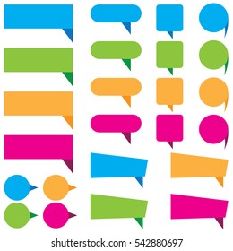 Web stickers, tags, and labels of Blue, green, orange, and pink template isolated on white background.