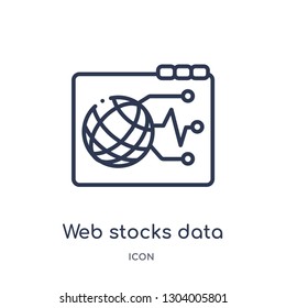 web stocks data icon from web outline collection. Thin line web stocks data icon isolated on white background.