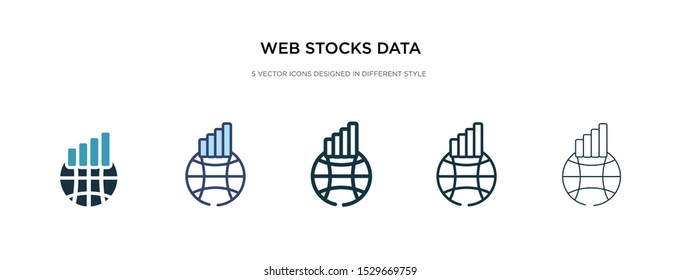 web stocks data line graphic interface icon in different style vector illustration. two colored and black web stocks data line graphic interface vector icons designed in filled, outline, line and