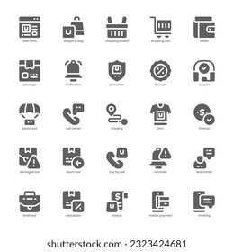 Web Store Icon pack for your website design, logo, app, and user interface. Web Store Icon glyph design. Vector graphics illustration and editable stroke.