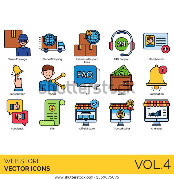 Web Store Icons Including Stolen Package Stock Vector Royalty Free 1559895095
