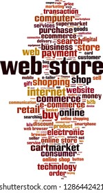 Web store word cloud concept. Vector illustration