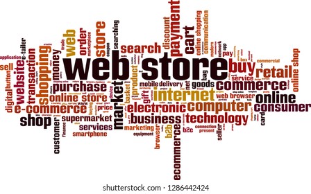 Web store word cloud concept. Vector illustration