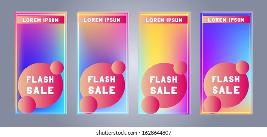 Web stories and discount banner. Gradient colorful template for discount and flash sales