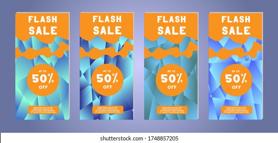 Web stories and discount banner. Gradient colorful template for discount and flash sales