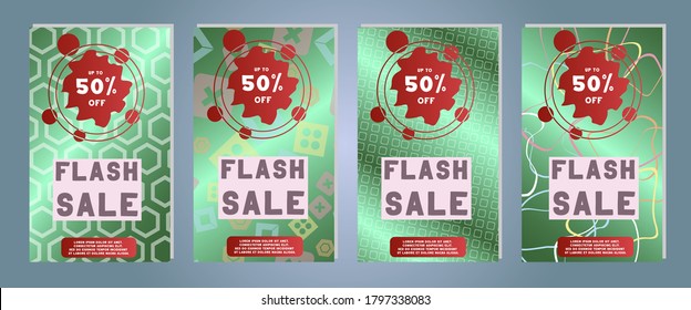 Web stories and discount banner. Gradient colorful template for discount and flash sales