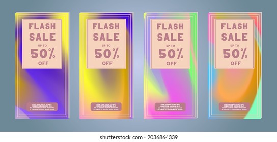 Web stories and discount banner. Gradient colorful template for discount and flash sales