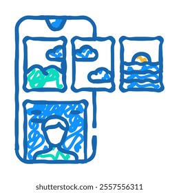 web stories seo doodle icon sketch vector. web stories seo sign. isolated symbol illustration