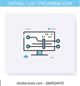 Web Streaming Data Line Icon. Online Video Stream. Blogging And Broadcasting. Internet Broadcast, Content, Commercial Video. Isolated Vector Illustration. Editable Stroke 