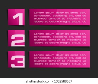 Web stripe for website app business interface infographic. Isolated interface 3 band background infographic. Design clean number banners button/graphic website infographic layout. Vector illustration