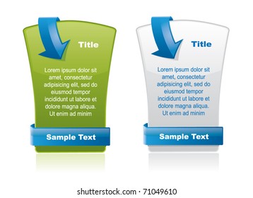 Web style elements with arrows and area for text