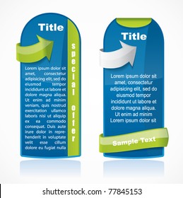 Vertikaler Webstil-Banner mit Pfeil und Platz für Ihren Text