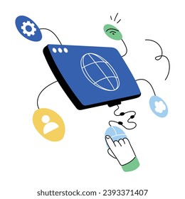 ilustración de la mano de navegación web 