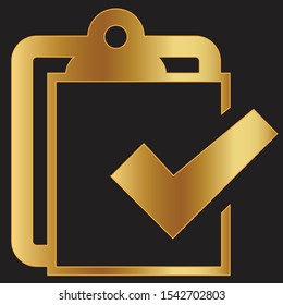 web symbol check sheet in gold gradient on a black background