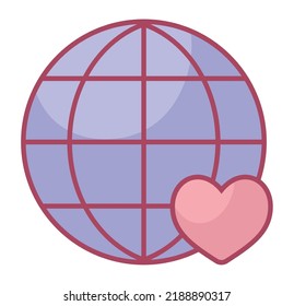 símbolo web con corazón sobre blanco