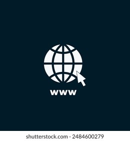 Web con la Ilustración vectorial www en el fondo azul. globo, Internet, icono del mundo.