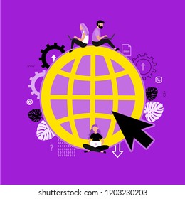 Web symbol.  Modern flat design concept of web page design. Computing technology. Online