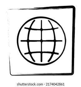 web symbol, strokes in brush frame, vector illustration.