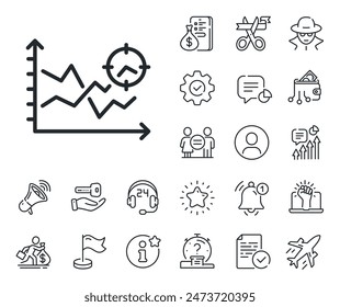 Signo de gráfico de segmentación de Web. Iconos de salariales, igualdad de género y campanas de alerta. Icono de línea de análisis Seo. Símbolo de gestión de tráfico. Signo de línea de análisis Seo. Espiar o icono de marcador de posición de perfil. Vector