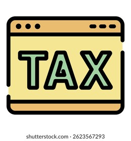 Web tax icon. Outline web tax vector icon color flat isolated
